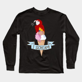 Scarlet Macaw Ice Cream Parrot Long Sleeve T-Shirt